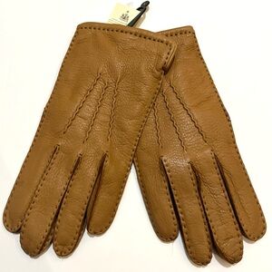 FOWNES BROTHERS Men's Leather Cashmere Lined Gloves in Walnut L